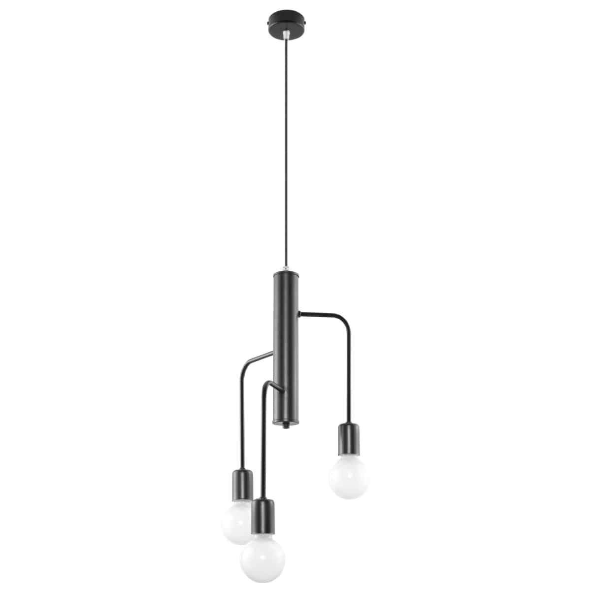 Sollux Lighting DUOMO 3 Industrial Ceiling Lamp - Modern Loft Design - Black Steel - Multiple Bulb Options