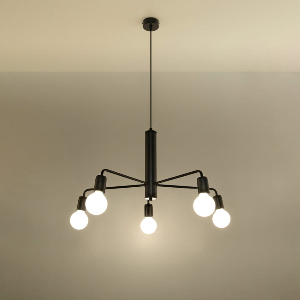 Sollux Lighting DUOMO 5 Industrial Ceiling Lamp - Black Powder-Coated Steel - Loft Design