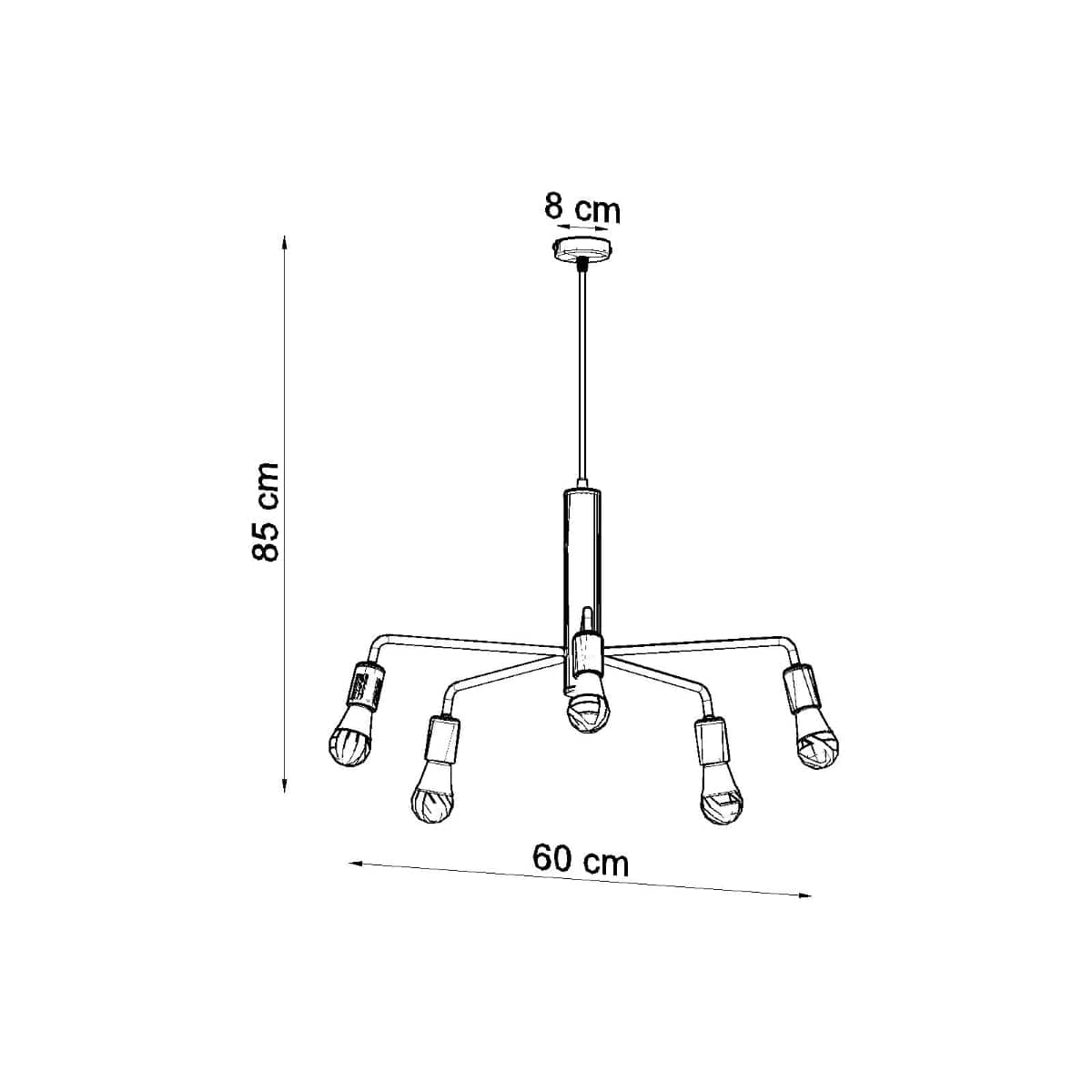 Sollux Lighting DUOMO 5 Industrial Ceiling Lamp - Black Powder-Coated Steel - Loft Design