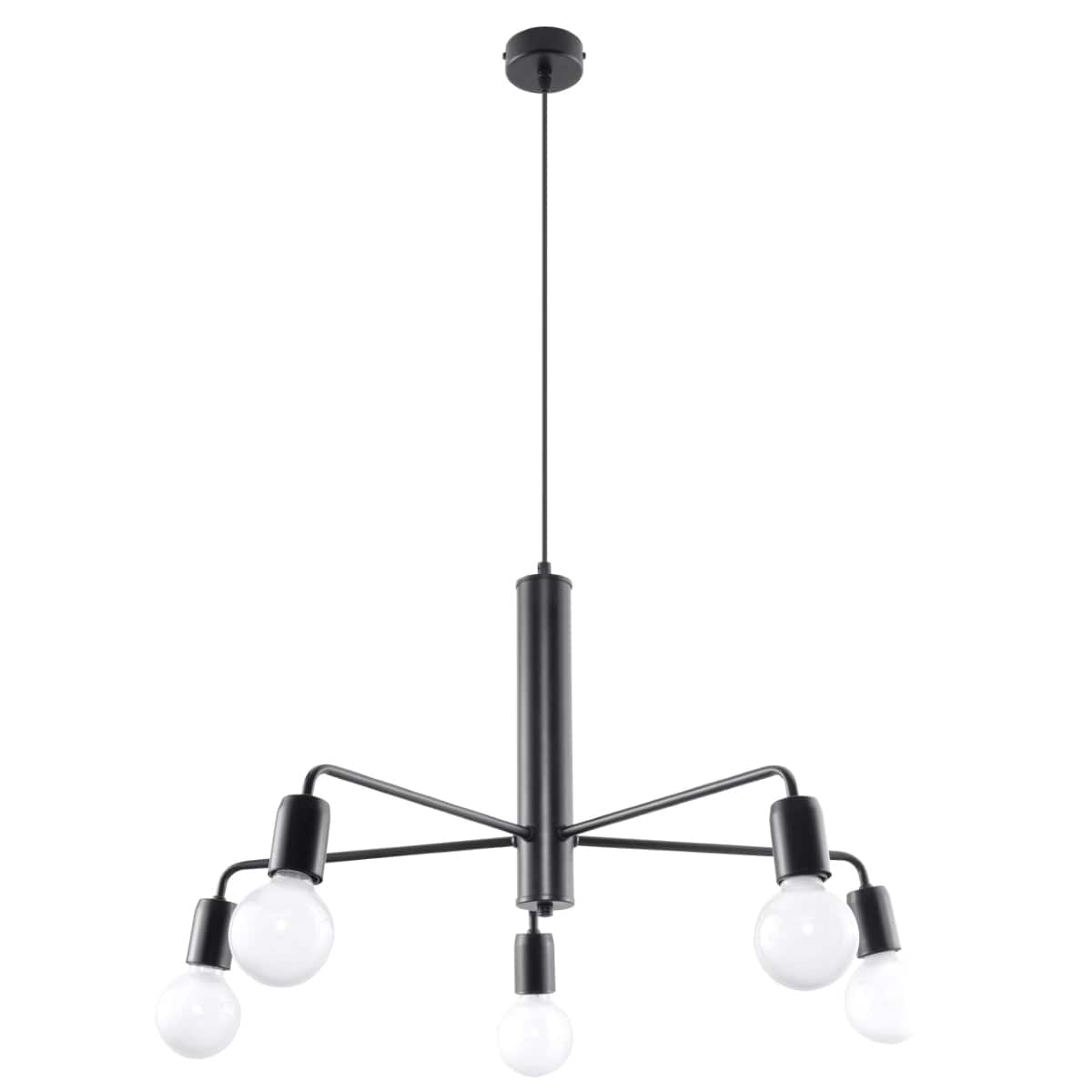 Sollux Lighting DUOMO 5 Industrial Ceiling Lamp - Black Powder-Coated Steel - Loft Design