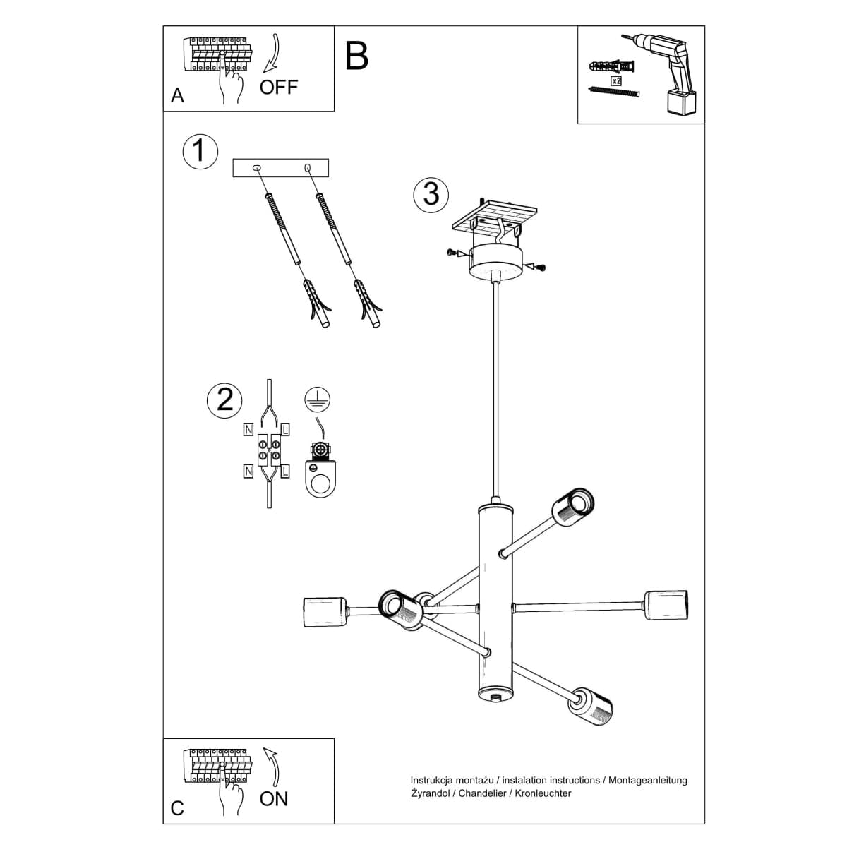 Sollux Lighting DUOMO 6 Industrial Ceiling Lamp - Loft Style Lighting Solution