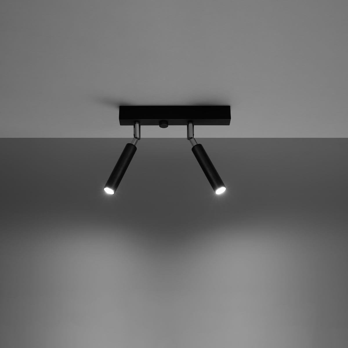 Sollux Lighting Eyetech Spot Ceiling Light - 2-Light Black - Adjustable Direction - Industrial Design - Powder-Coated Steel - Replaceable G9 Bulbs - Loft Style Lighting