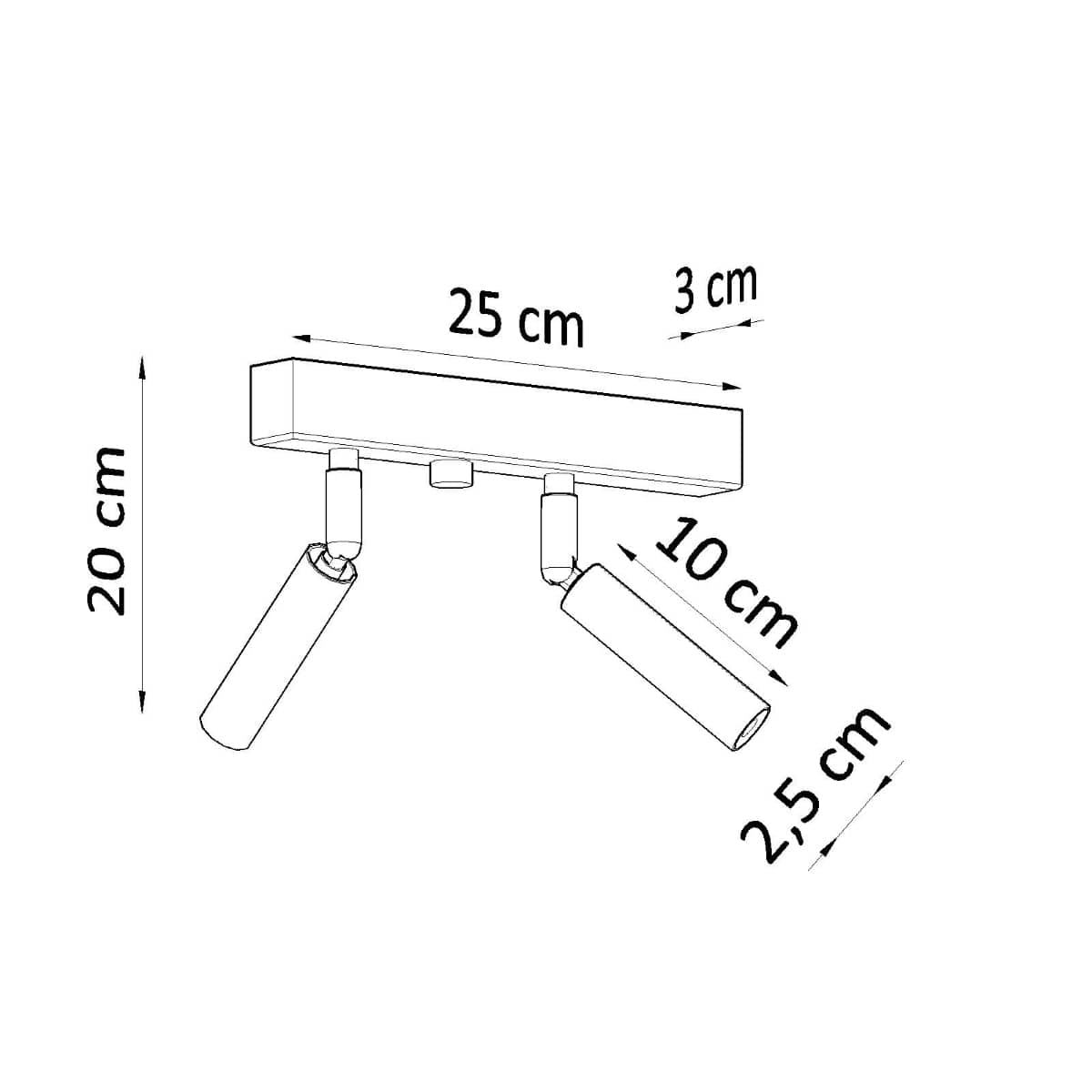 Sollux Lighting Eyetech Spot Ceiling Light - 2-Light White - Adjustable Direction - Industrial Design - Powder-Coated Steel - Replaceable G9 Bulbs - Loft Style Lighting