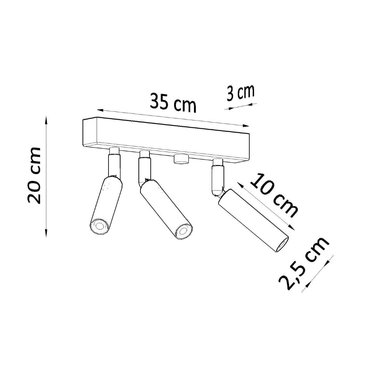 Sollux Lighting Eyetech Spot Ceiling Light - 3-Light White - Adjustable Direction - Minimalist Design - Powder-Coated Steel - Replaceable G9 Bulbs - Loft Style Lighting