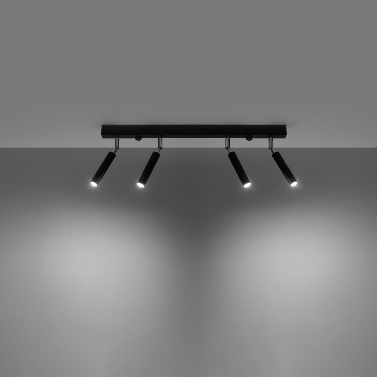 Sollux Lighting Eyetech Spot Ceiling Light - 4-Light Black - Adjustable Direction - Minimalist Design - Powder-Coated Steel - Replaceable G9 Bulbs - Loft Style Lighting