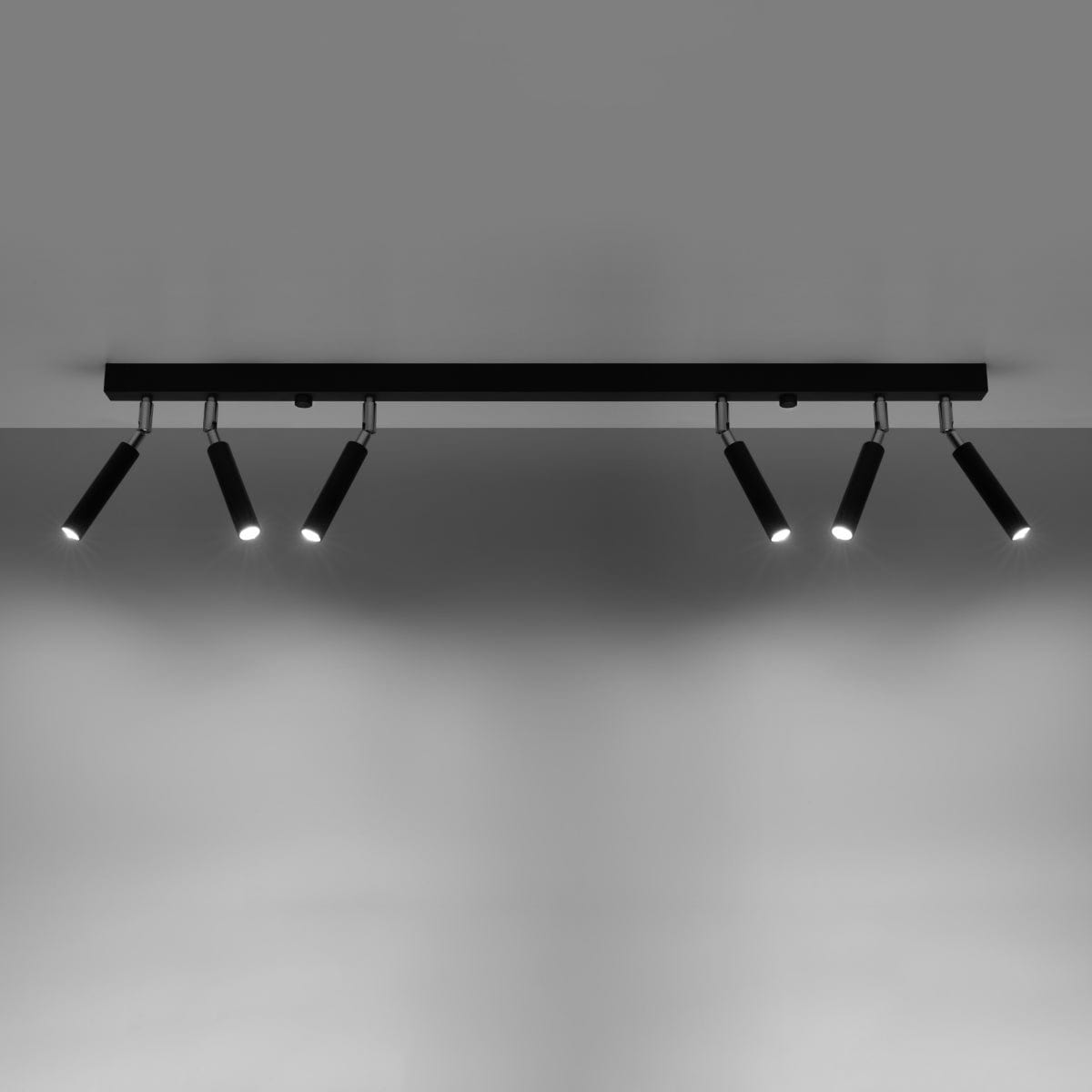 Sollux Lighting Eyetech Spot Ceiling Light - 6-Light Black - Adjustable Direction - Industrial Design - Powder-Coated Steel - Replaceable G9 Bulbs - Loft Style Lighting