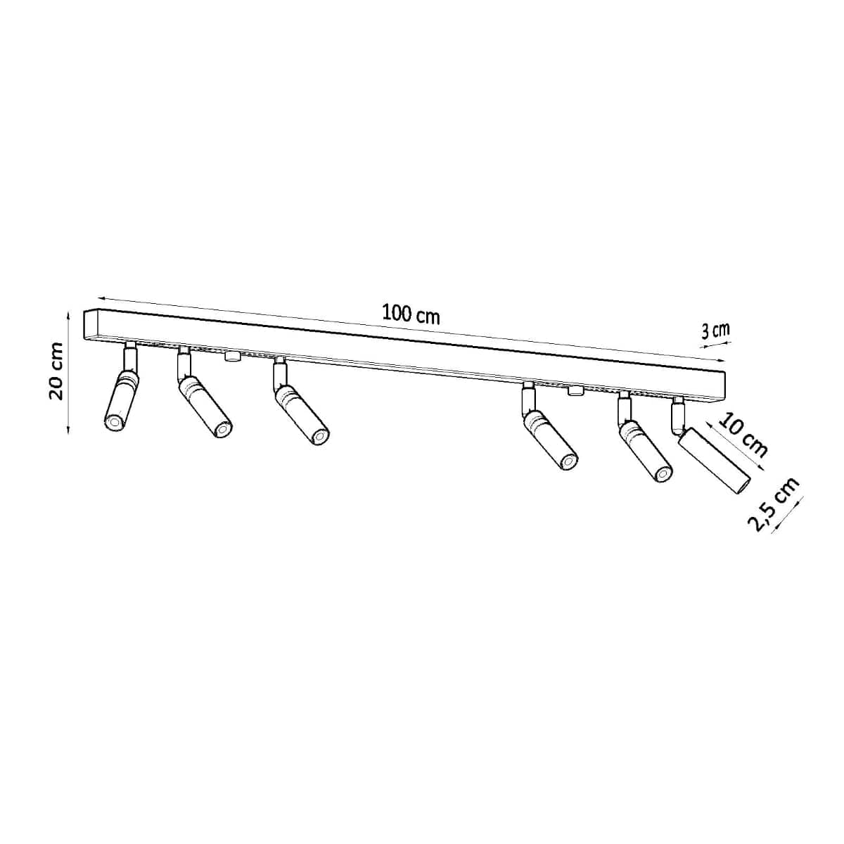 Sollux Lighting Eyetech Spot Ceiling Light - 6-Light White - Adjustable Direction - Industrial Design - Powder-Coated Steel - Replaceable G9 Bulbs - Loft Style Lighting