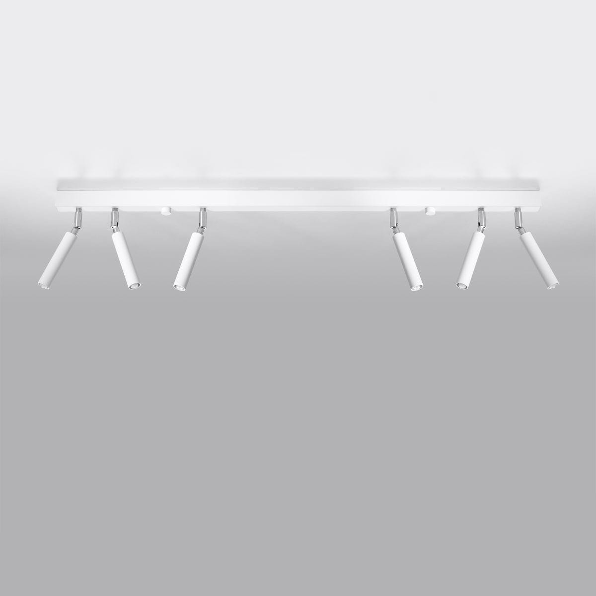 Sollux Lighting Eyetech Spot Ceiling Light - 6-Light White - Adjustable Direction - Industrial Design - Powder-Coated Steel - Replaceable G9 Bulbs - Loft Style Lighting