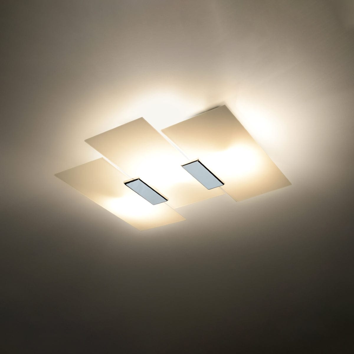 Sollux Lighting Fabiano Ceiling Lamp - Modern Chrome & White - Steel & Glass - E27 Max 15W LED - Geometric Design