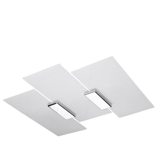 Sollux Lighting Fabiano Ceiling Lamp - Modern Chrome & White - Steel & Glass - E27 Max 15W LED - Geometric Design