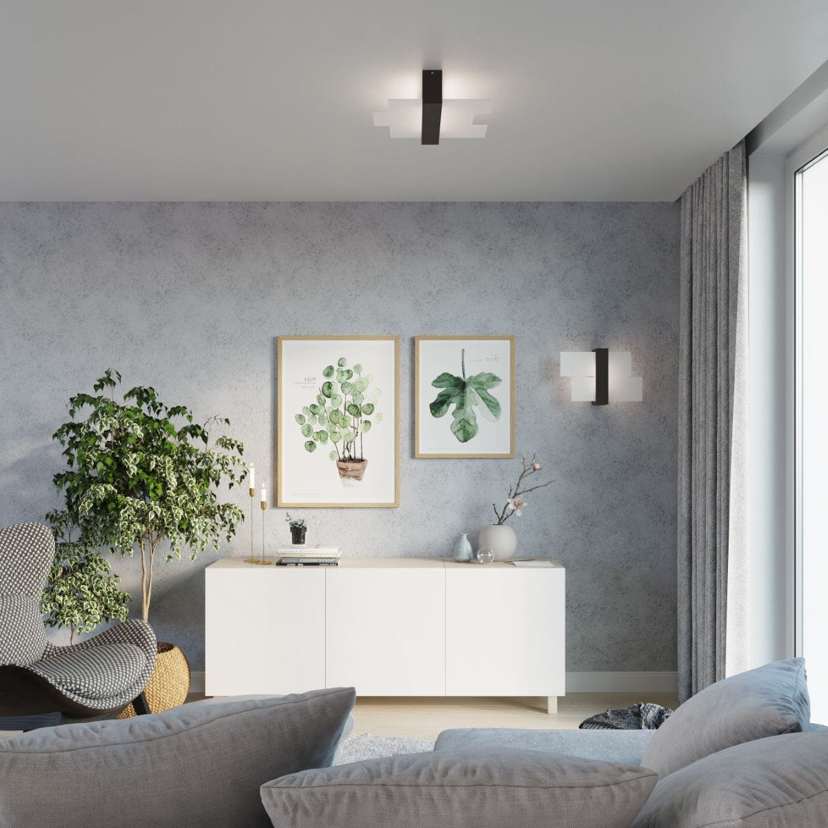 Sollux Lighting Feniks Modern Ceiling Lamp - E27 - Wood & Glass - Wenge - 43x43x12 cm