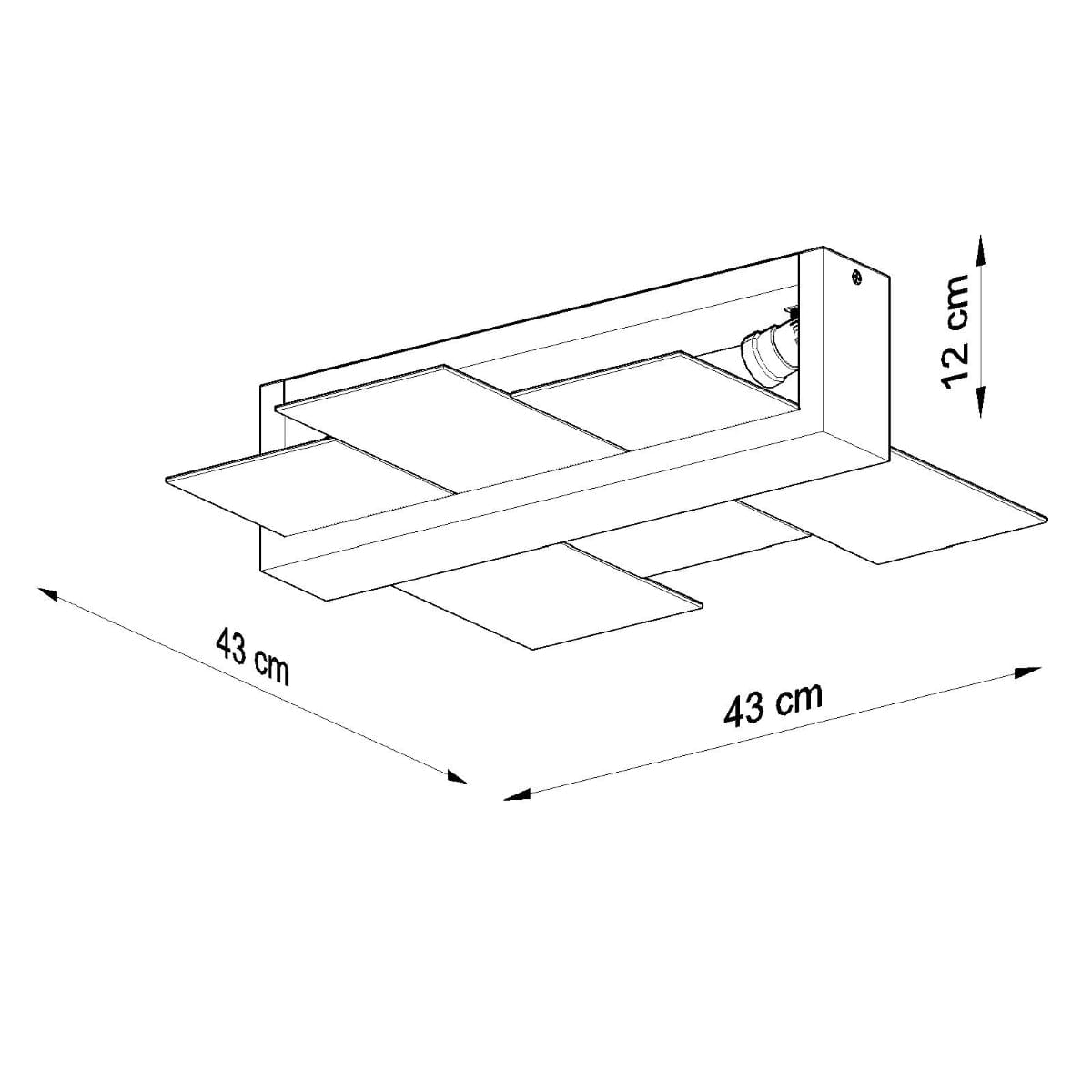 Sollux Lighting Feniks Modern Ceiling Lamp - E27 - Wood & Glass - Wenge - 43x43x12 cm