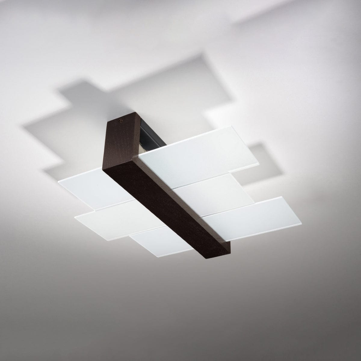 Sollux Lighting Feniks Modern Ceiling Lamp - E27 - Wood & Glass - Wenge - 43x43x12 cm