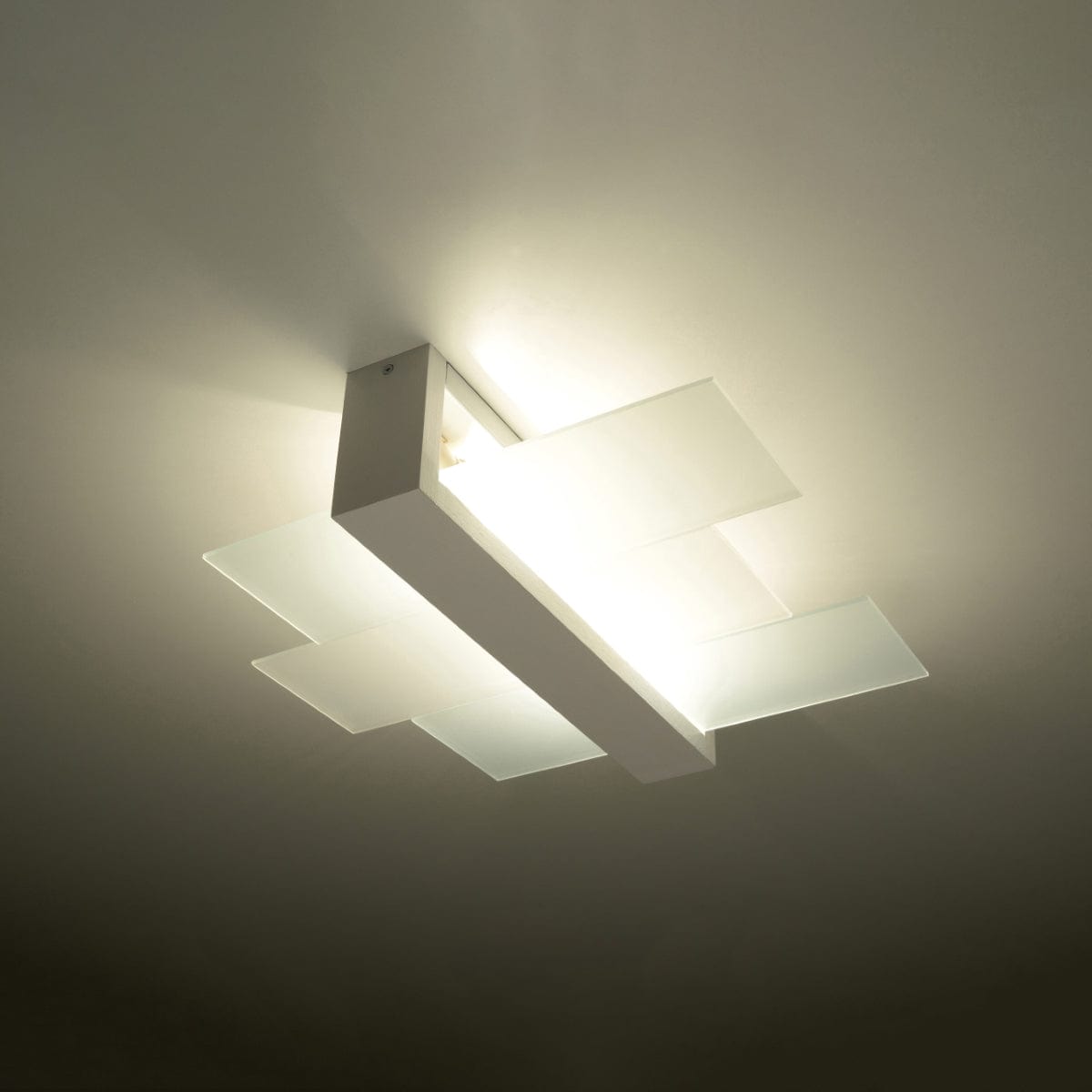 Sollux Lighting Feniks Modern Ceiling Lamp - E27 - Wood & Glass - White - 43x43x12 cm