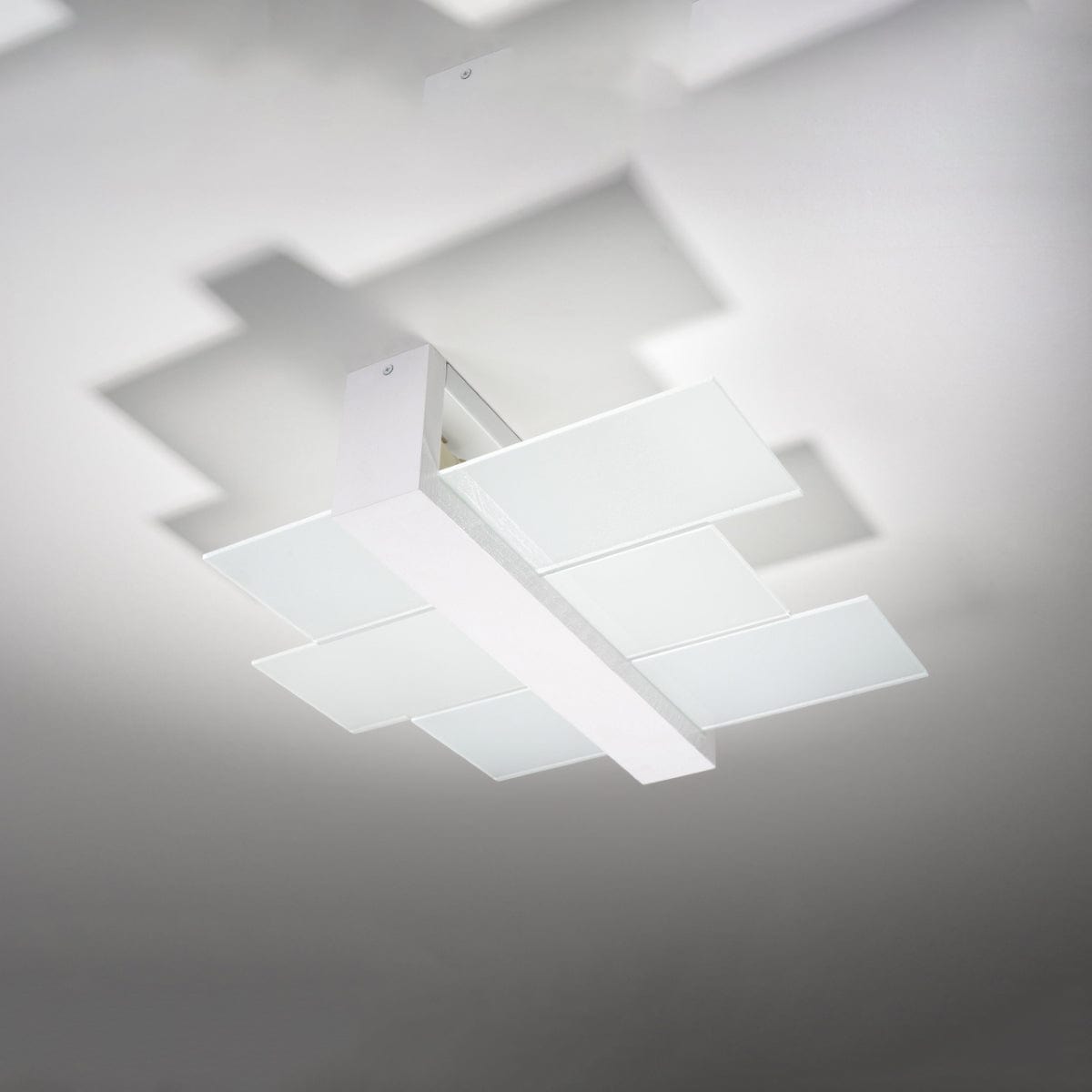 Sollux Lighting Feniks Modern Ceiling Lamp - E27 - Wood & Glass - White - 43x43x12 cm