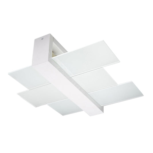 Sollux Lighting Feniks Modern Ceiling Lamp - E27 - Wood & Glass - White - 43x43x12 cm