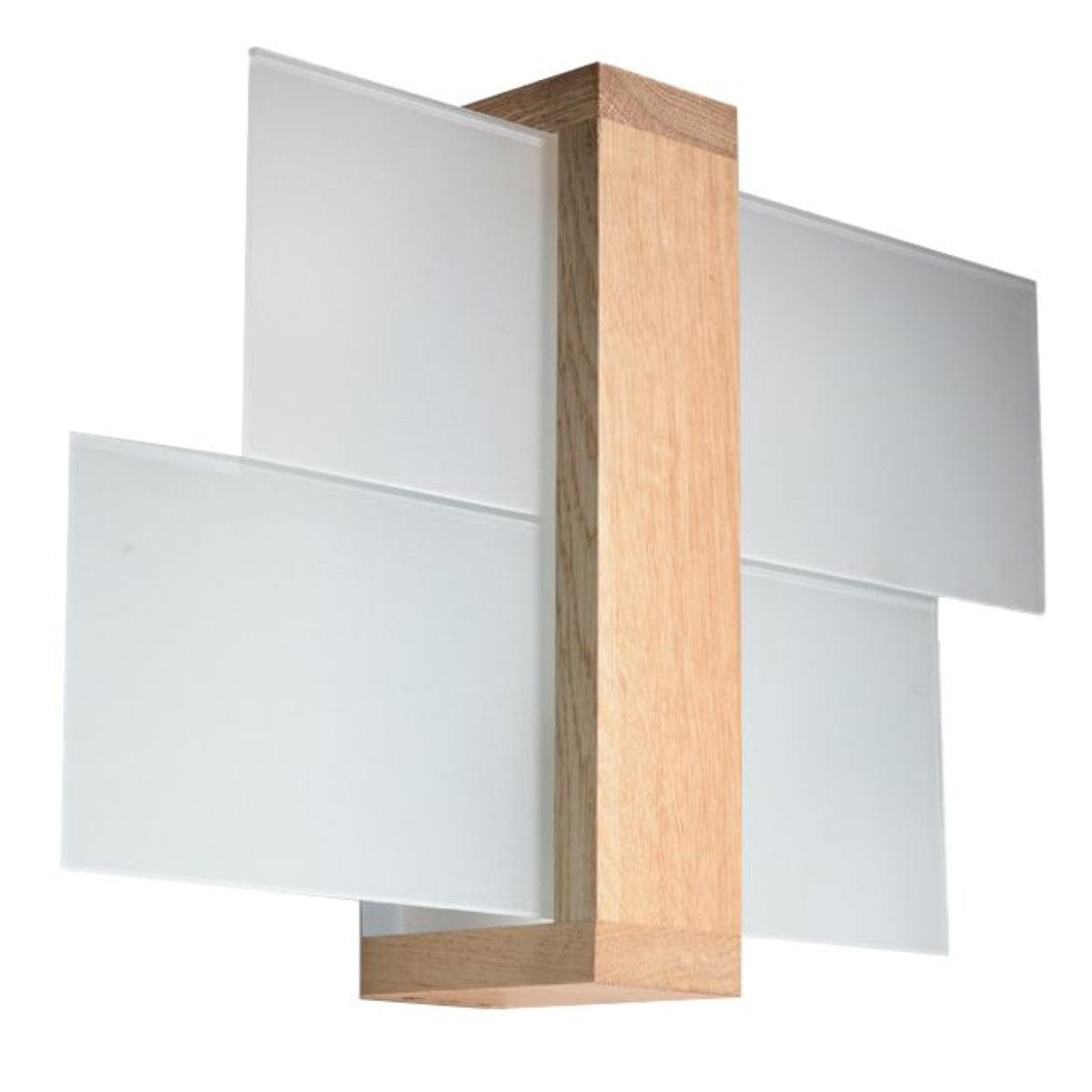 Sollux Lighting Feniks Modern Wall Lamp - E27 - Wood & Glass - Natural Wood - 43x30x12 cm