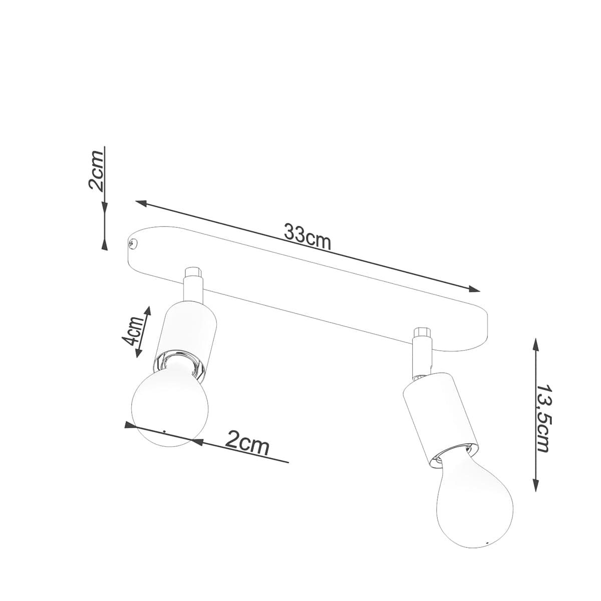 Sollux Lighting Fornes Ceiling Lamp - 2-Light Black - Adjustable Angles - Minimalist Design - Modern Metal Base - Functional Lighting - Smart Bulb Compatible