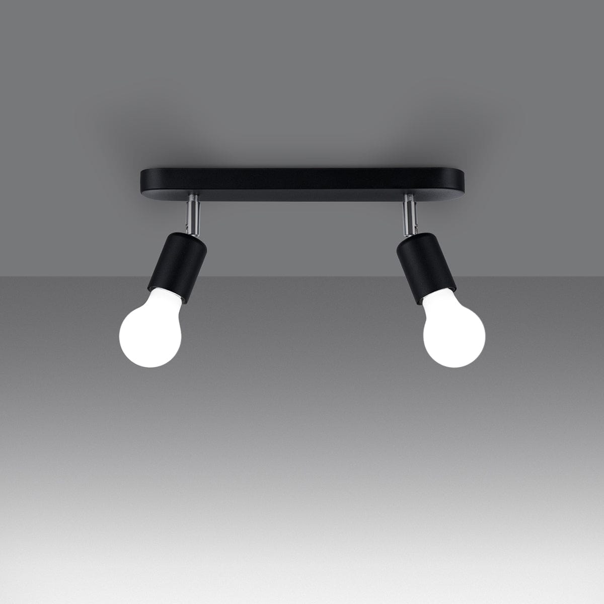 Sollux Lighting Fornes Ceiling Lamp - 2-Light Black - Adjustable Angles - Minimalist Design - Modern Metal Base - Functional Lighting - Smart Bulb Compatible