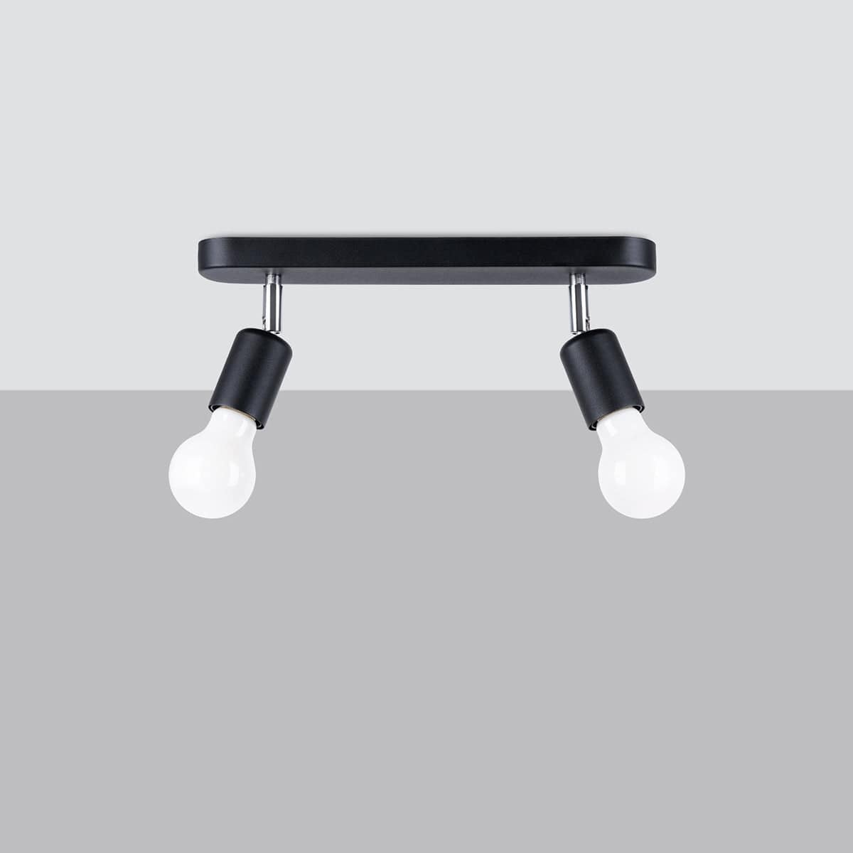 Sollux Lighting Fornes Ceiling Lamp - 2-Light Black - Adjustable Angles - Minimalist Design - Modern Metal Base - Functional Lighting - Smart Bulb Compatible