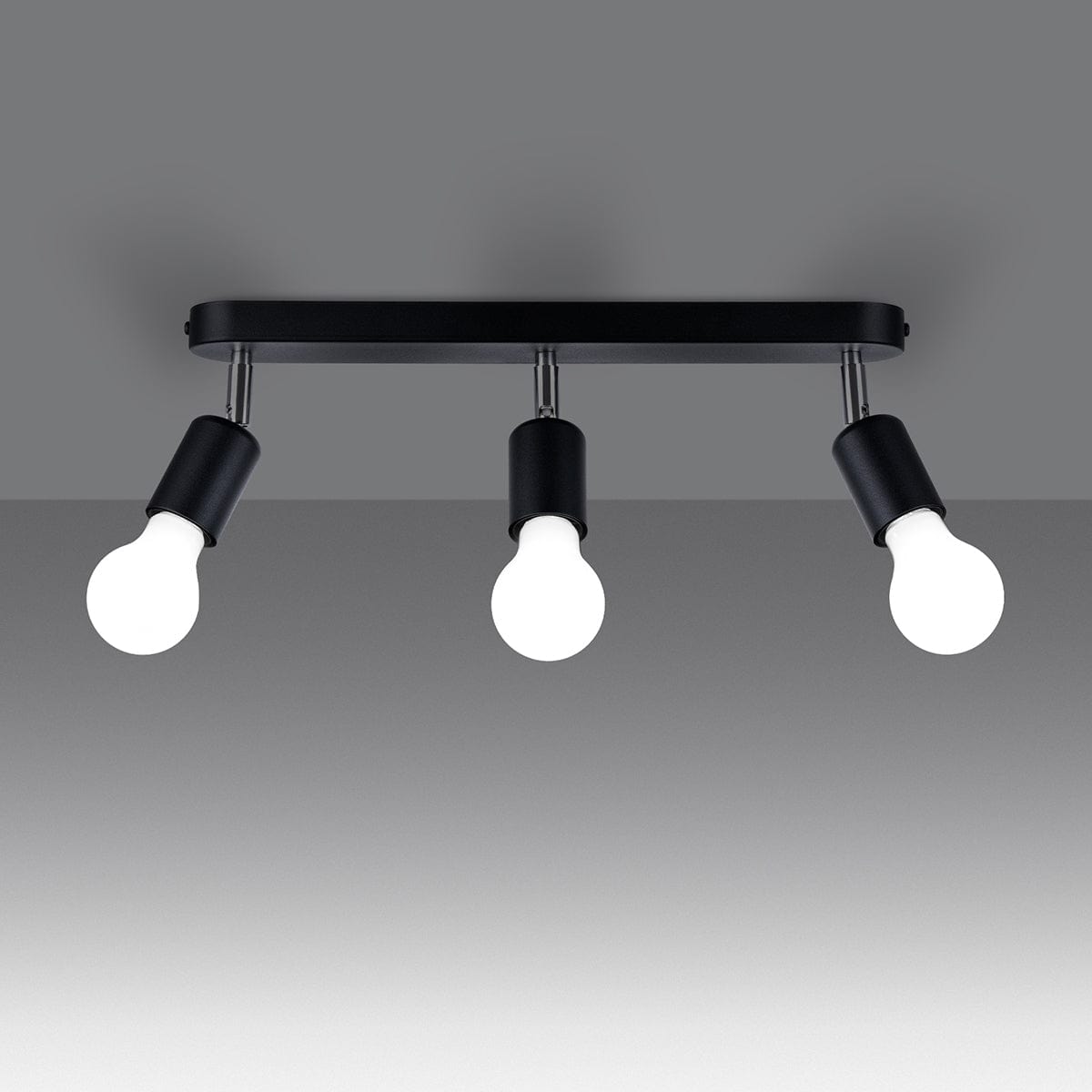 Sollux Lighting Fornes Ceiling Lamp 3 Black - Modern Minimalist Design - Adjustable Light Angles - Durable Metal Frame - Versatile Lighting Solution - Smart Bulb Compatible