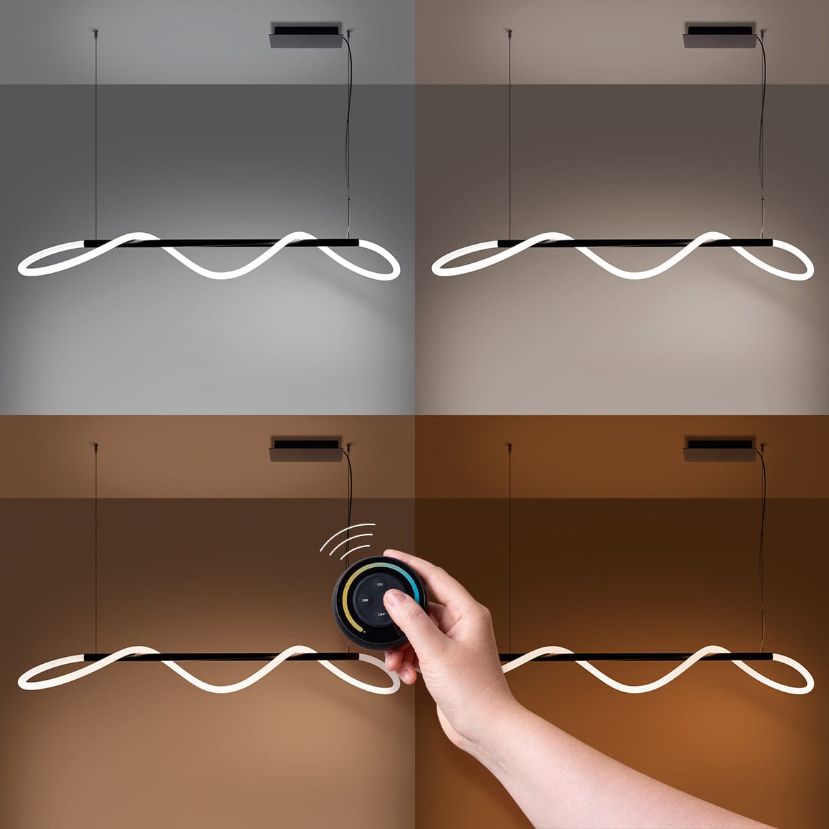 Sollux Lighting GALASKE 148 Black LED Pendant Lamp - 2700K-6500K Adjustable Light - Modern Minimalist Design - Energy-Efficient & Eye-Friendly