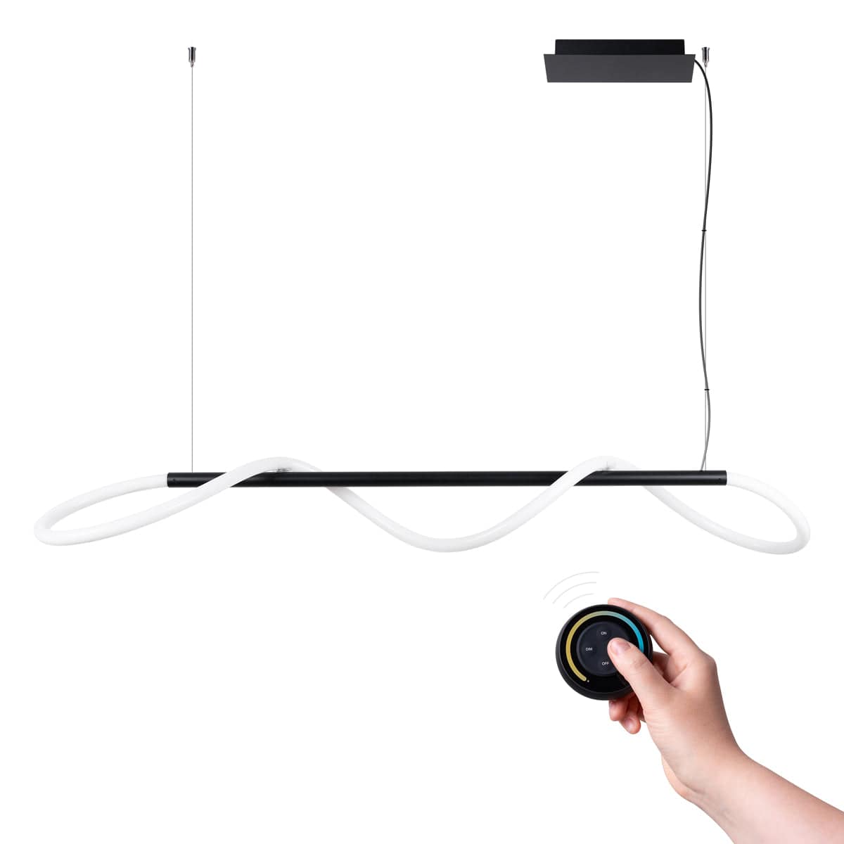 Sollux Lighting GALASKE 148 Black LED Pendant Lamp - 2700K-6500K Adjustable Light - Modern Minimalist Design - Energy-Efficient & Eye-Friendly