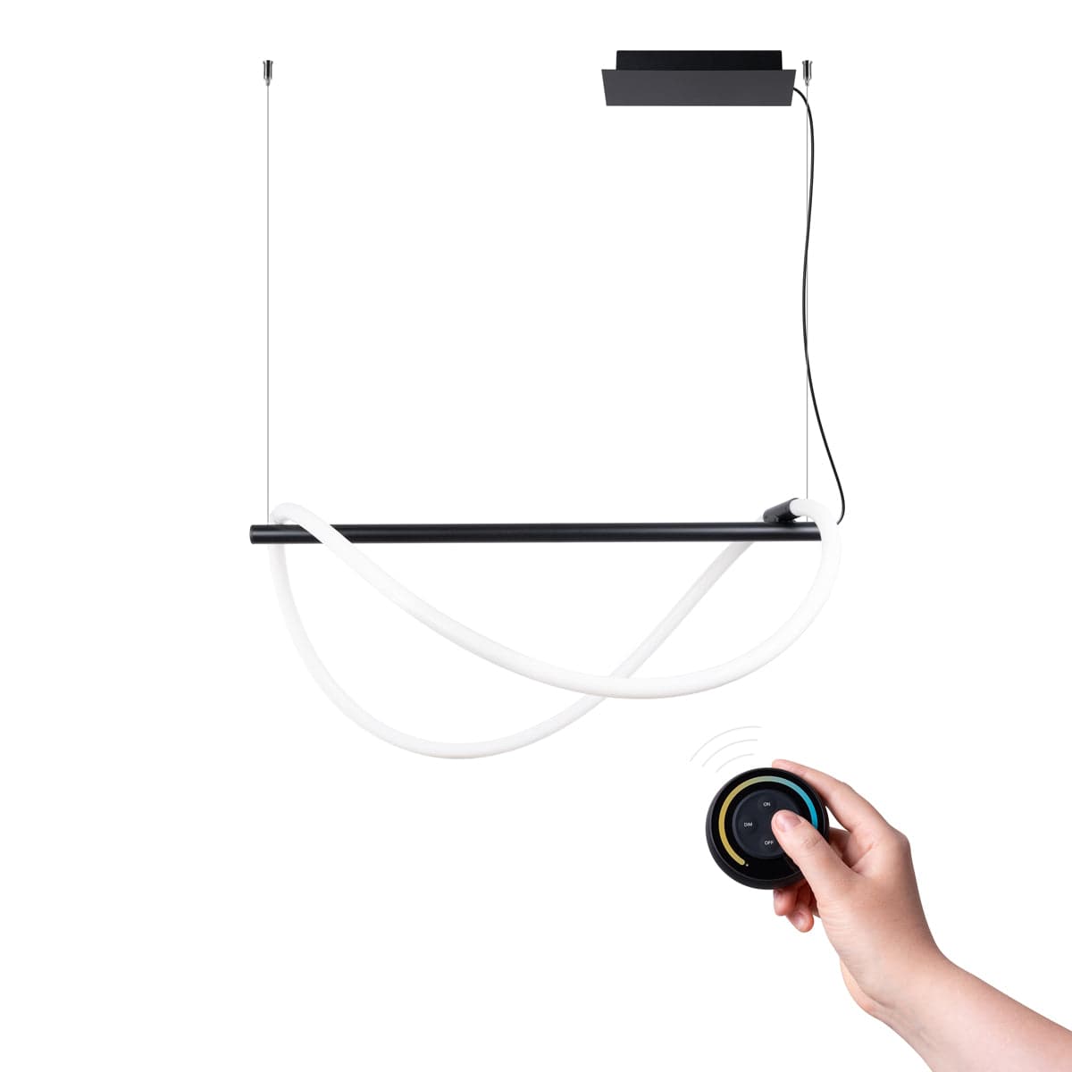 Sollux Lighting GALASKE LED Pendant Lamp - 84 Black - 2700K-6500K Adjustable Light - Modern Twisted Design - Energy-Efficient Loft Style