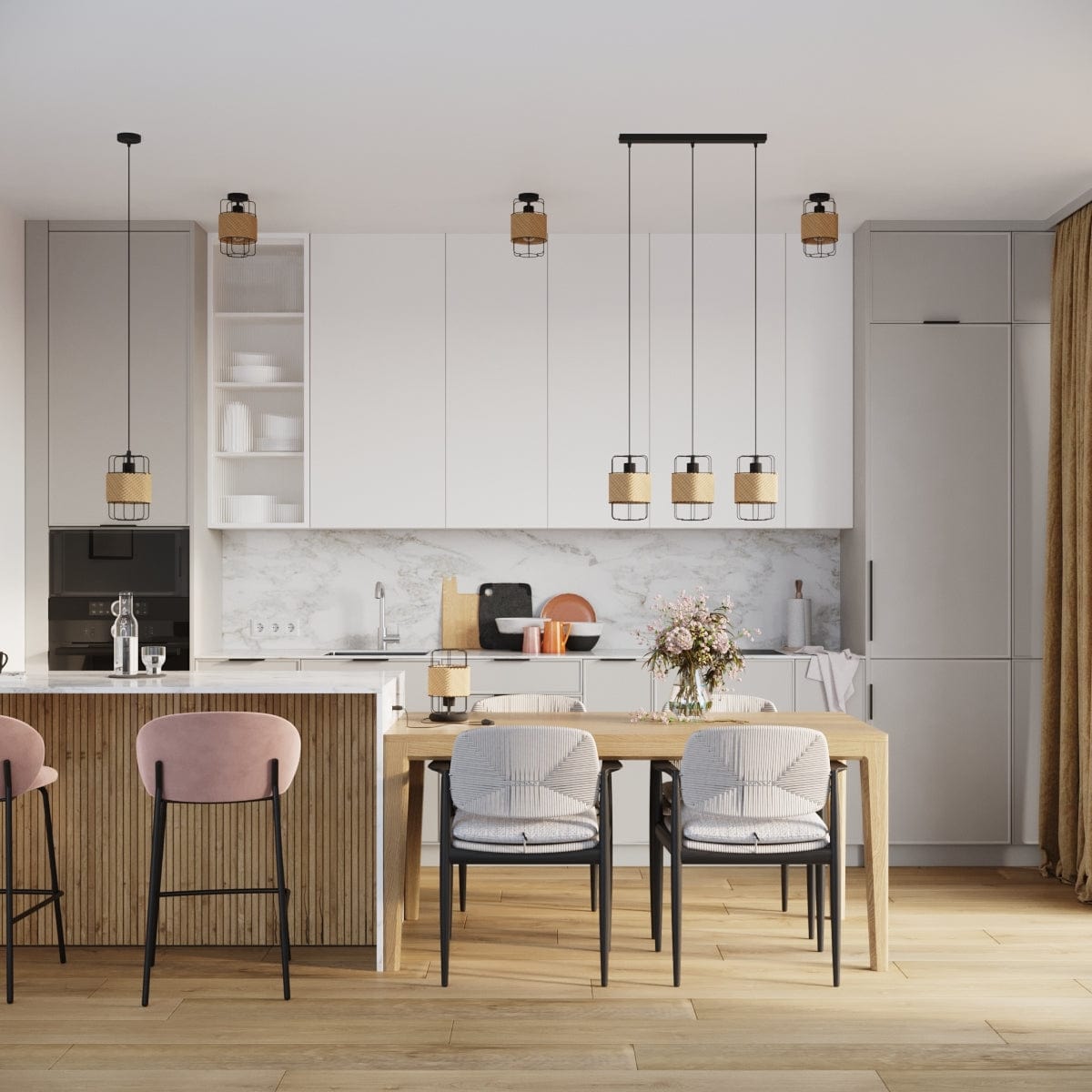 Sollux Lighting Gizur Ceiling Lamp - Modern Loft Style - Black Steel and Natural Wood - Warm Light with Decorative Bulb - Versatile for Any Interior - Unique Design Accent