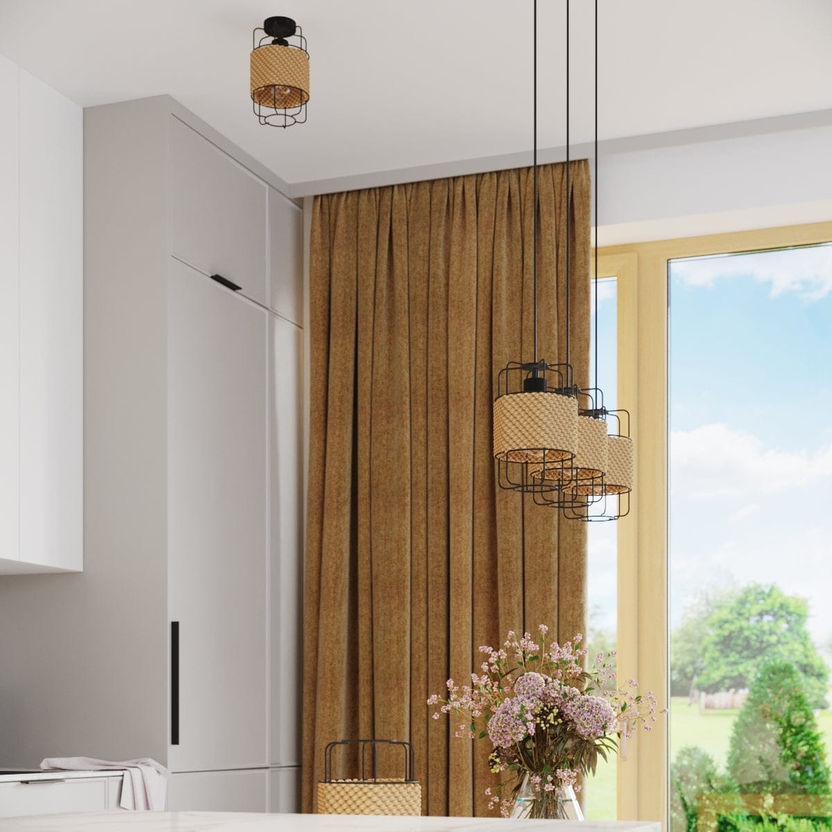 Sollux Lighting Gizur Ceiling Lamp - Modern Loft Style - Black Steel and Natural Wood - Warm Light with Decorative Bulb - Versatile for Any Interior - Unique Design Accent