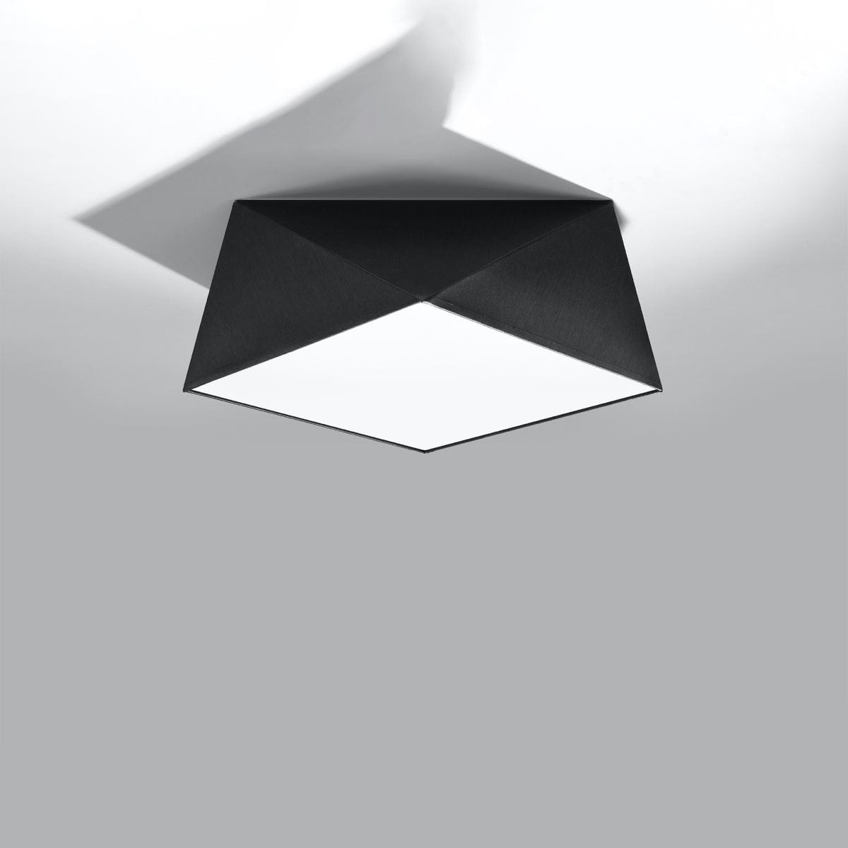 Sollux Lighting HEXA Black Ceiling Lamp 35 cm - Modern Geometric Design - E27 Bulb Compatibility - Durable & Stylish Lighting for Contemporary Interiors