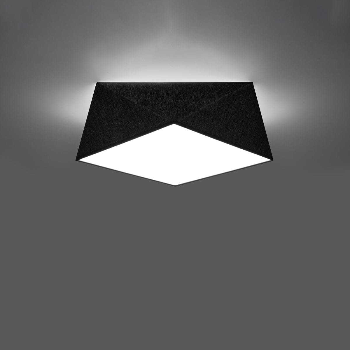 Sollux Lighting HEXA Black Ceiling Lamp 35 cm - Modern Geometric Design - E27 Bulb Compatibility - Durable & Stylish Lighting for Contemporary Interiors