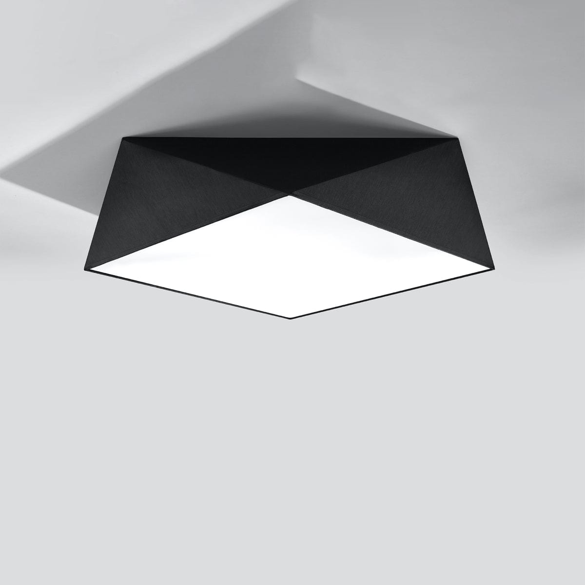 Sollux Lighting HEXA Black Ceiling Lamp 45 cm - Modern Geometric Design - E27 Bulb Compatible - Sleek & Stylish Lighting for Contemporary Interiors