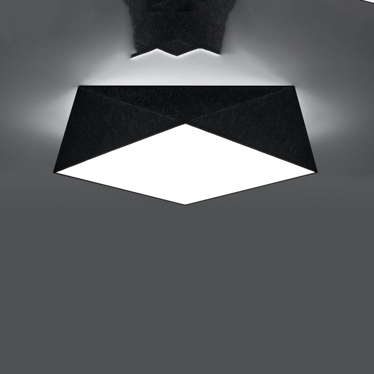 Sollux Lighting HEXA Black Ceiling Lamp 45 cm - Modern Geometric Design - E27 Bulb Compatible - Sleek & Stylish Lighting for Contemporary Interiors