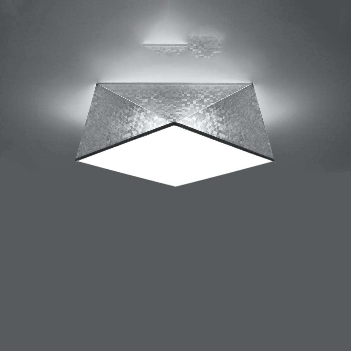 Sollux Lighting HEXA Silver Ceiling Lamp 35 cm - Modern Geometric Design - E27 Bulb Compatible - Durable & Elegant Lighting for Stylish Interiors