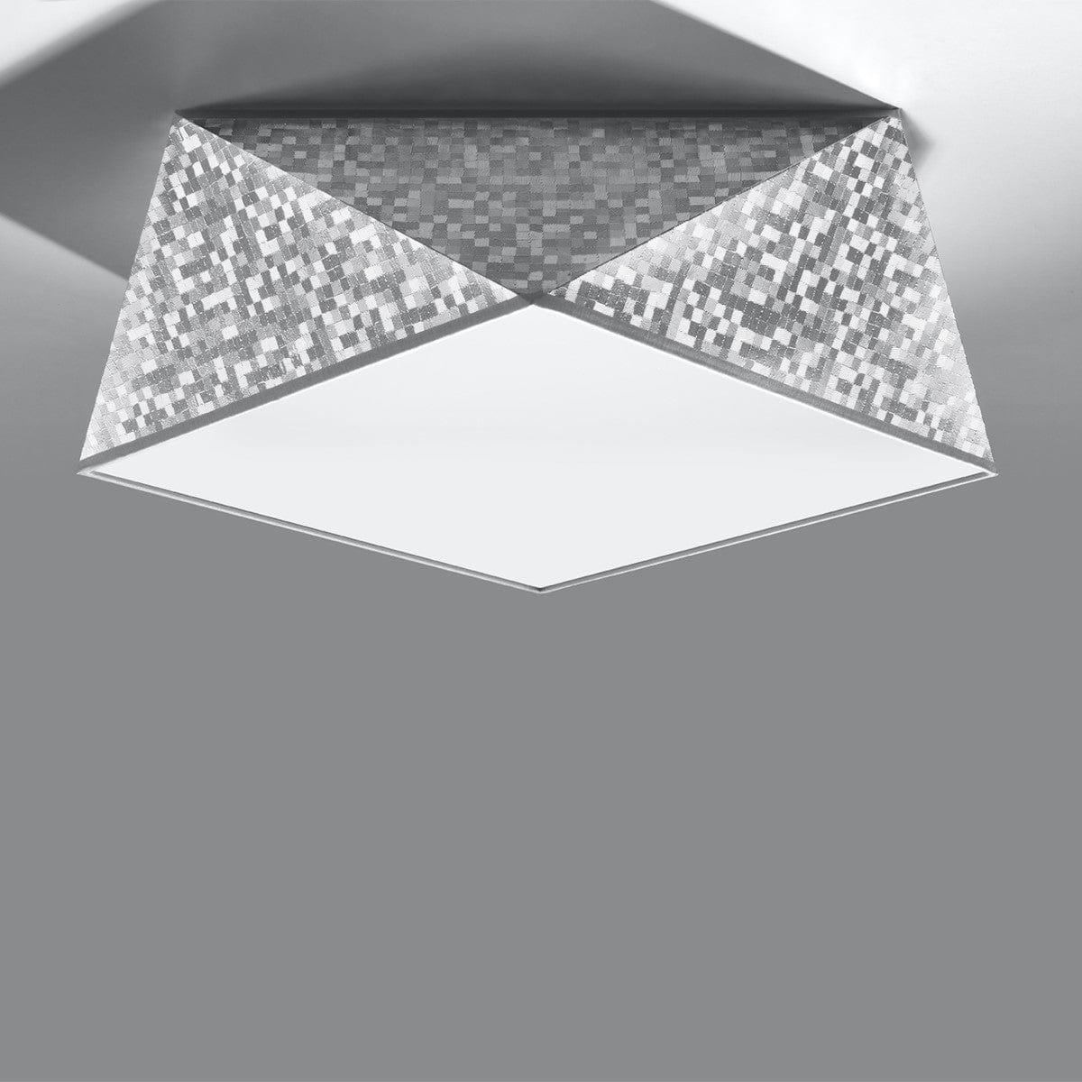 Sollux Lighting HEXA Silver Ceiling Lamp 35 cm - Modern Geometric Design - E27 Bulb Compatible - Durable & Elegant Lighting for Stylish Interiors