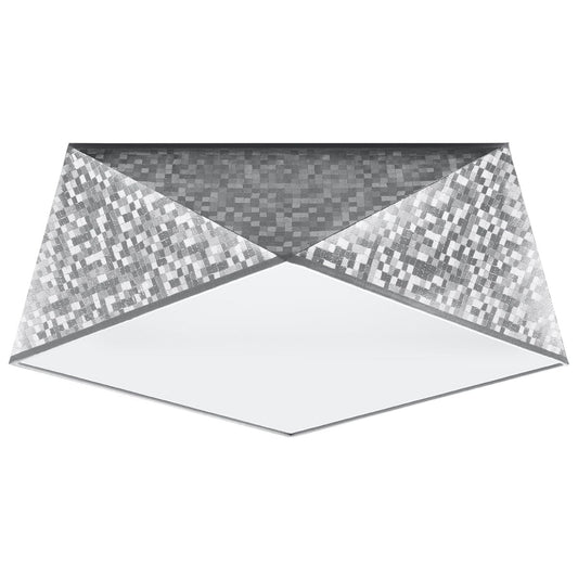 Sollux Lighting HEXA Silver Ceiling Lamp 35 cm - Modern Geometric Design - E27 Bulb Compatible - Durable & Elegant Lighting for Stylish Interiors