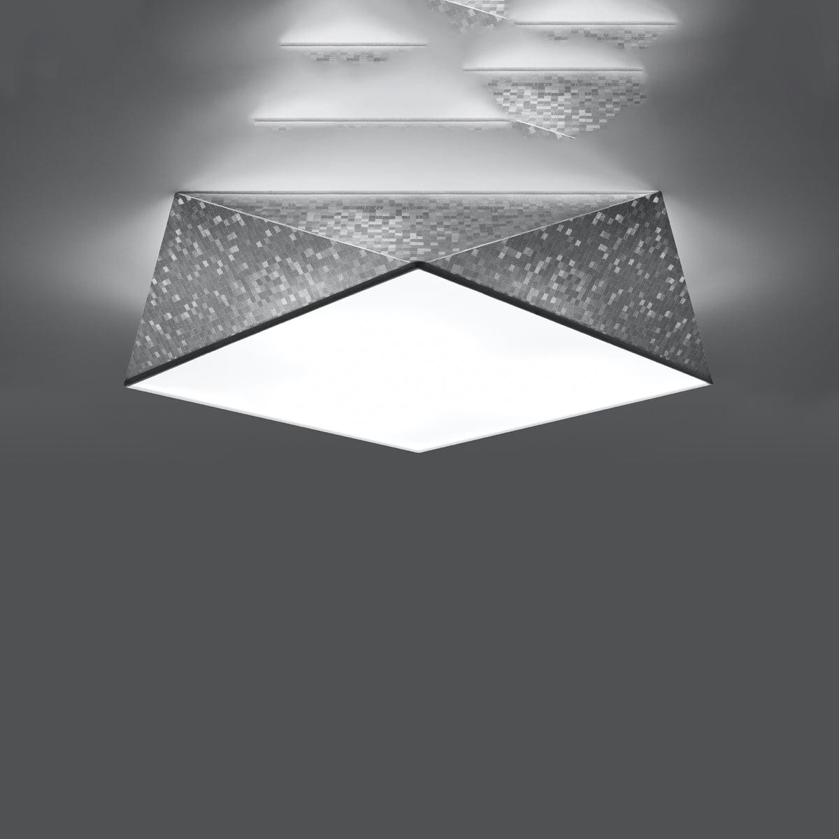 Sollux Lighting HEXA Silver Ceiling Lamp 45 cm - Modern Geometric Design - E27 Bulb Compatible - Stylish Lighting for Contemporary Interiors