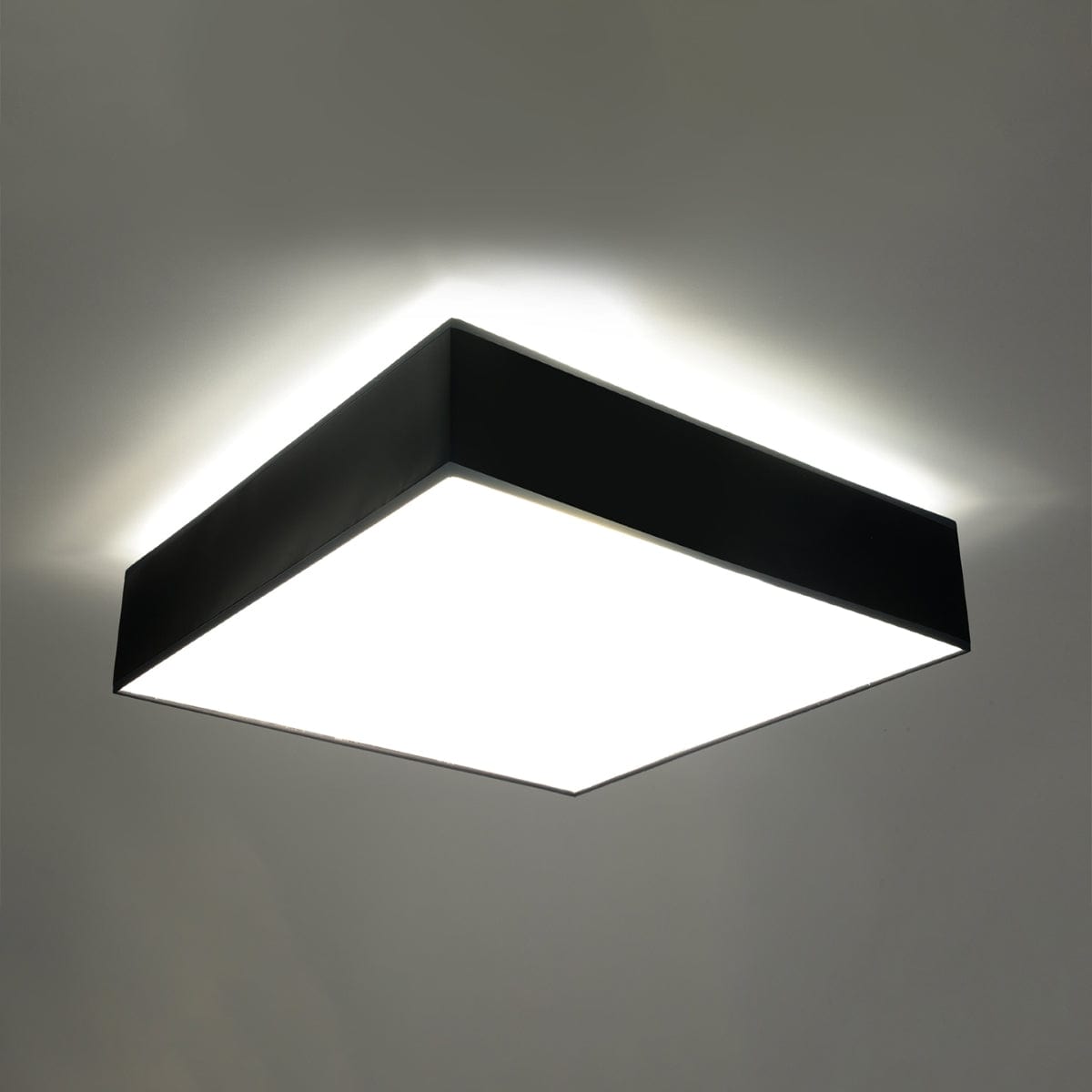 Sollux Lighting Horus 55 Black Ceiling Lamp - Square Minimalist Design - E27 Bulb Compatible - Modern Loft Lighting Solution