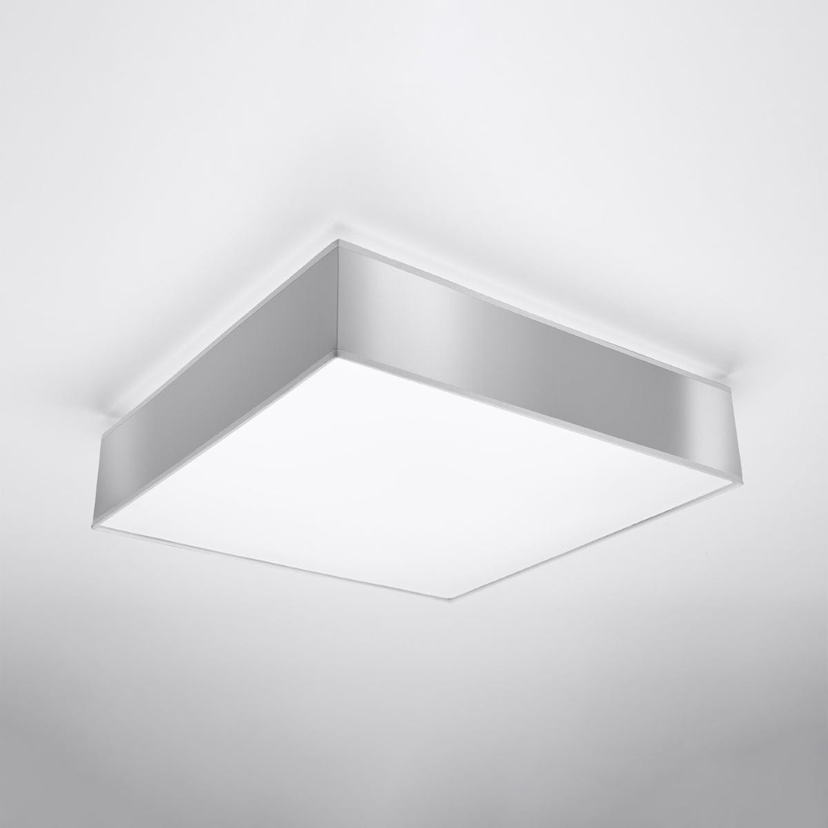 Sollux Lighting Horus 55 Grey Ceiling Lamp - Square Minimalist Design - E27 Bulb Compatible - Modern Loft Lighting Solution