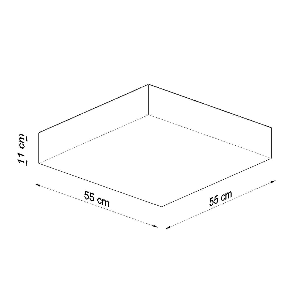 Sollux Lighting Horus 55 Grey Ceiling Lamp - Square Minimalist Design - E27 Bulb Compatible - Modern Loft Lighting Solution