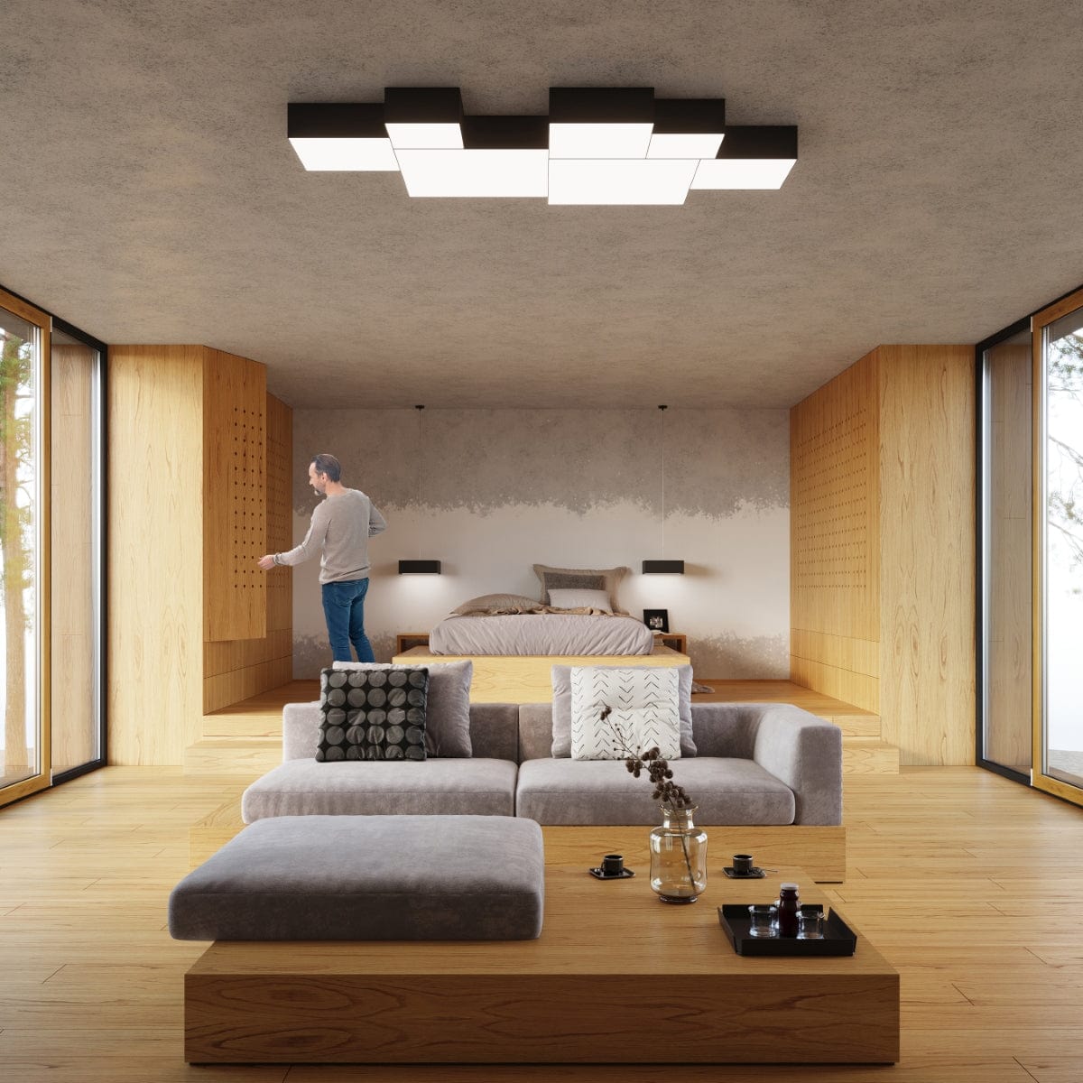 Sollux Lighting Horus Modern Ceiling Lamp - Black PVC - 1x E27 LED Compatible