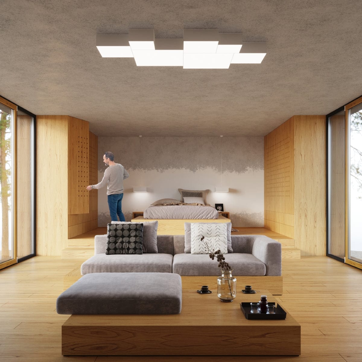 Sollux Lighting Horus Modern Ceiling Lamp - White PVC - 1x E27 LED Compatible