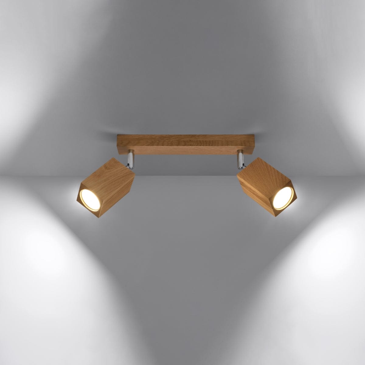 Sollux Lighting KEKE 2 Oak Ceiling Lamp - Minimalist Wooden Design - Loft Style Lighting - Durable and Adjustable Light Bulb Options