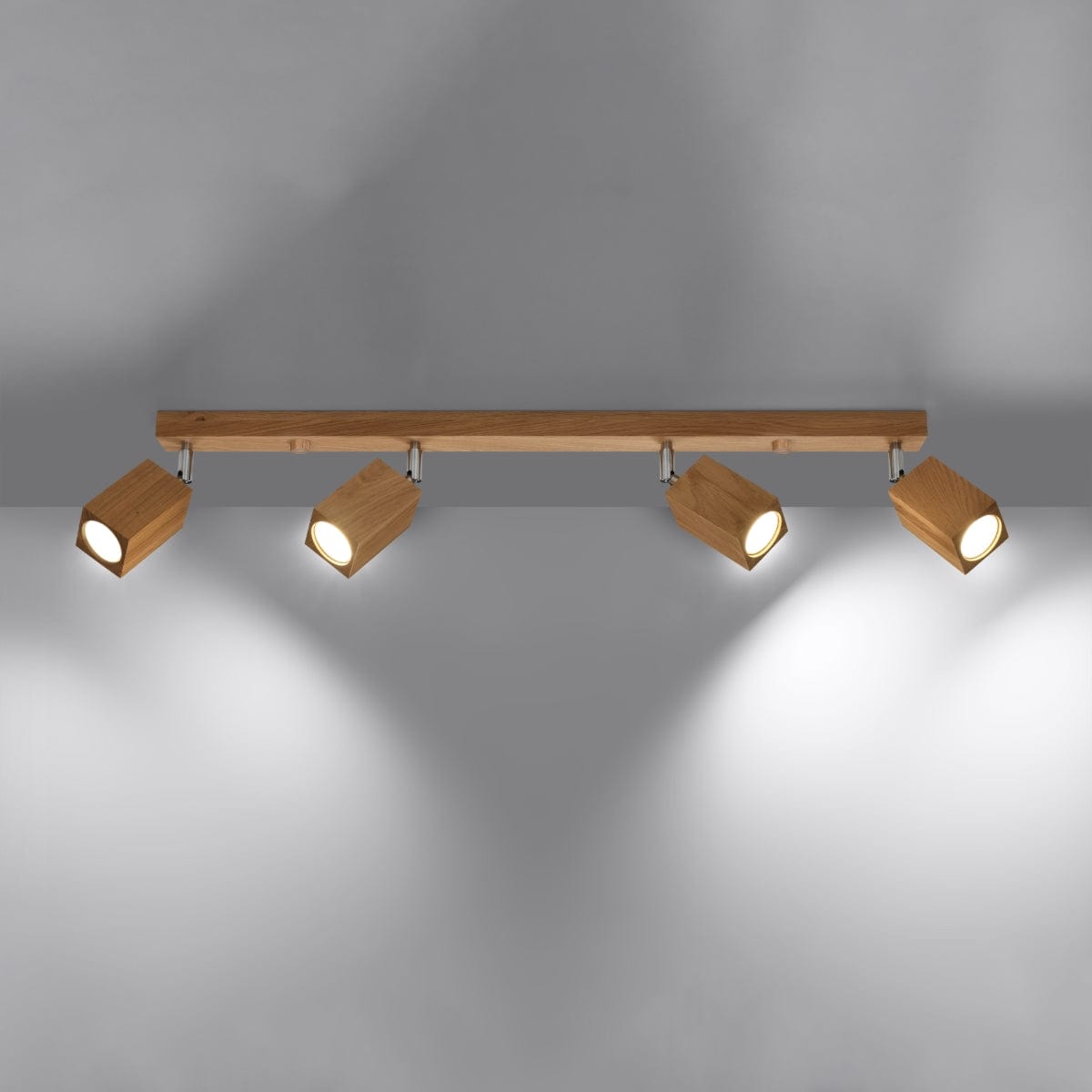 Sollux Lighting KEKE 4 Oak Ceiling Lamp - Minimalist Wooden Design - Loft Style Lighting - Durable Construction - Adjustable Bulb Compatibility