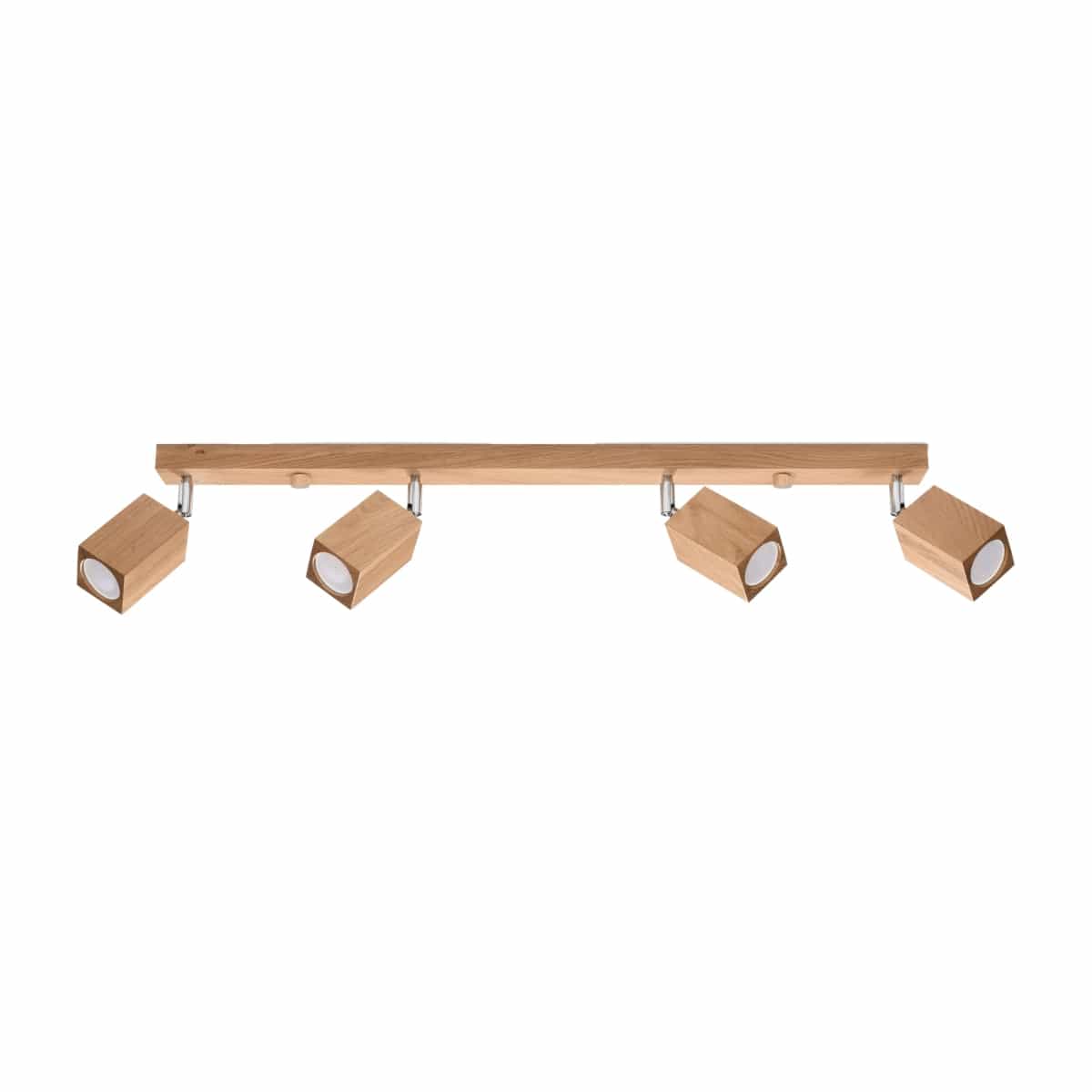 Sollux Lighting KEKE 4 Oak Ceiling Lamp - Minimalist Wooden Design - Loft Style Lighting - Durable Construction - Adjustable Bulb Compatibility
