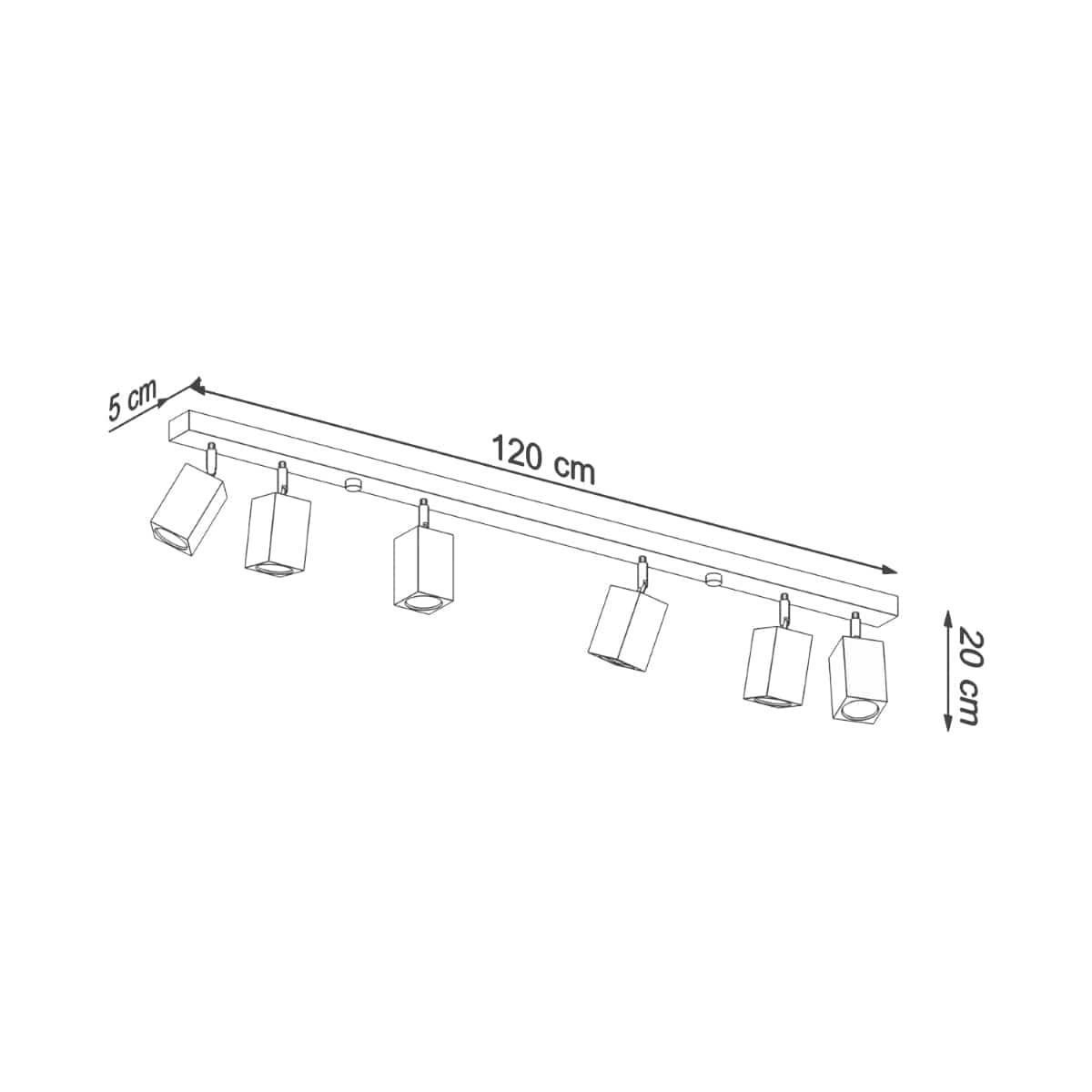 Sollux Lighting KEKE 6 Oak Ceiling Lamp - Minimalist Wooden Design - Loft Style Lighting - Durable Build - Adjustable Bulb Compatibility - Warm Interior Accent