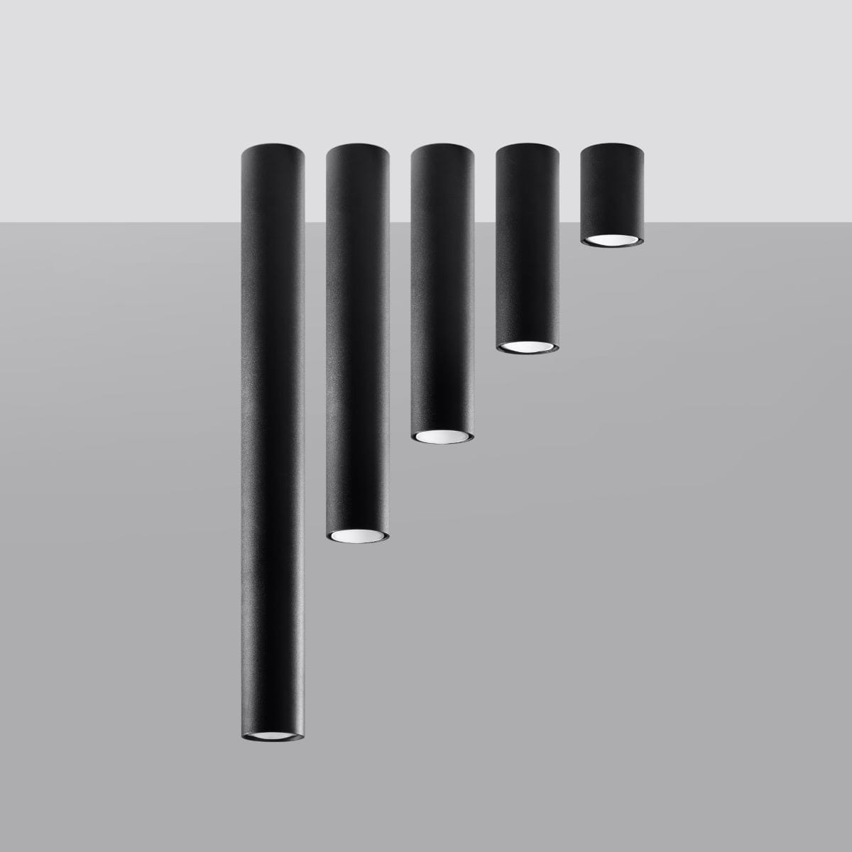 Sollux Lighting LAGOS 20 Black Ceiling Lamp - Modern Cylindrical Design - Durable Steel - Easy Install - GU10 Bulb Compatible