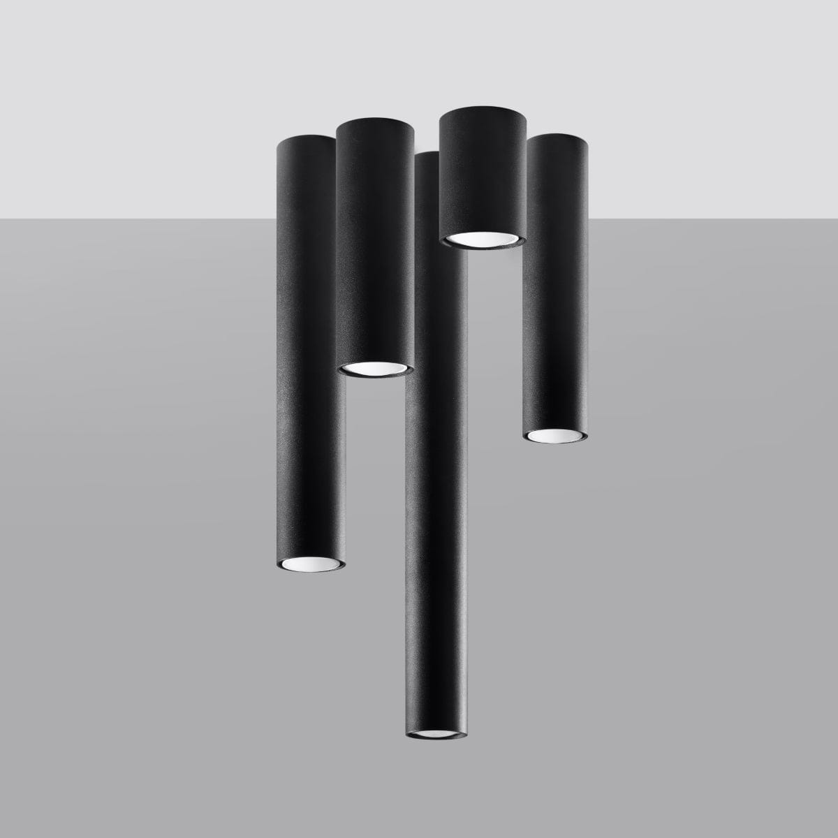 Sollux Lighting LAGOS 20 Black Ceiling Lamp - Modern Cylindrical Design - Durable Steel - Easy Install - GU10 Bulb Compatible