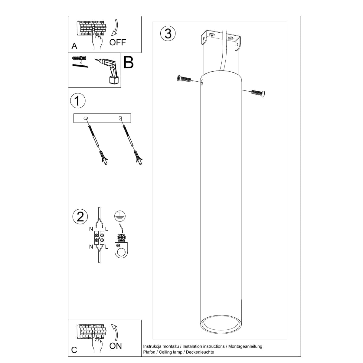 Sollux Lighting LAGOS 40 White Ceiling Lamp - Modern Minimalist Design - Durable Steel - Easy Installation - GU10 Bulb Compatible